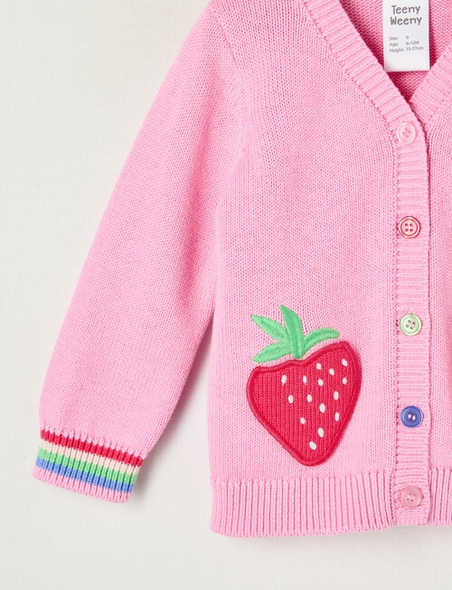 Teeny Weeny Strawberry Fields Pink Pop V-neck Cardigan product photo View 02 L