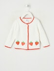 Teeny Weeny Strawberry Fields White Crew Neck Cardigan product photo