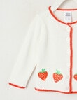 Teeny Weeny Strawberry Fields White Crew Neck Cardigan product photo View 02 S