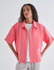 Zest Essential Linen Short Sleeve Shirt, Coral product photo