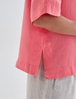 Zest Essential Linen Short Sleeve Shirt, Coral product photo View 07 S