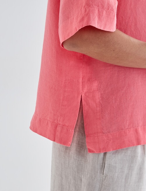 Zest Essential Linen Short Sleeve Shirt, Coral product photo View 07 L