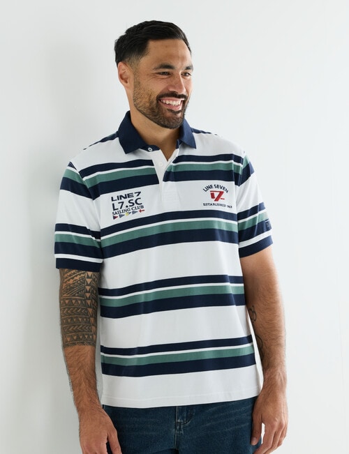 Line 7 Aiden Short Sleeve Polo Shirt, White product photo
