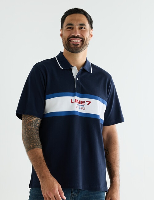 Line 7 Club Short Sleeve Polo Shirt, Navy product photo