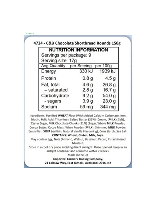 Cartwright & Butler Chocolate Chunk Carton, 150g product photo View 02 L