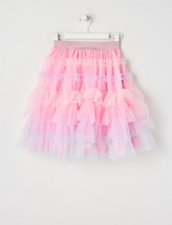 Mac & Ellie Tiered Tulle Rainbow Skirt, Pink product photo