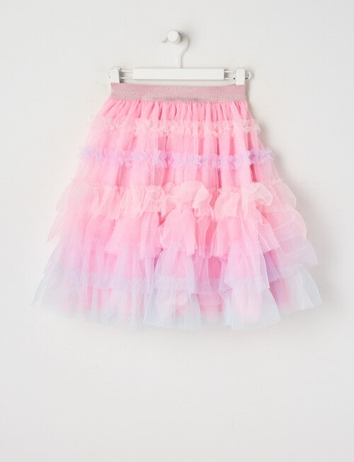Mac & Ellie Tiered Tulle Rainbow Skirt, Pink product photo