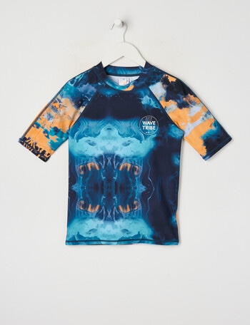 Wavetribe Tie Dye Short Sleeve Rash Top, Multi product photo