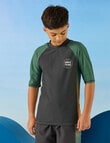 Wavetribe Side Panel Short Sleeve Rash Top, Ombre Charcoal product photo