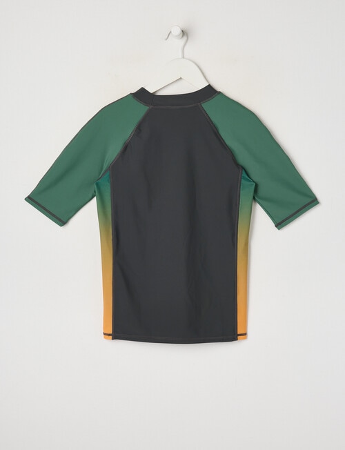 Wavetribe Side Panel Short Sleeve Rash Top, Ombre Charcoal product photo View 02 L