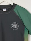 Wavetribe Side Panel Short Sleeve Rash Top, Ombre Charcoal product photo View 03 S
