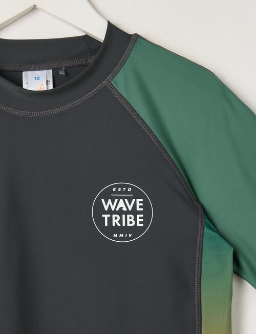 Wavetribe Side Panel Short Sleeve Rash Top, Ombre Charcoal product photo View 03 L