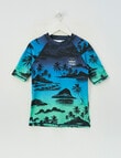 Wavetribe Top Island Short Sleeve Rash Top, Blue product photo