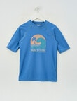 Wavetribe Wave Print Short Sleeve Rash Top, Blue product photo