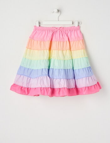 Mac & Ellie Tiered Cotton Rainbow Skirt, Pink product photo