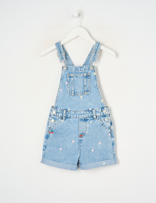 Mac & Ellie Embroidered Fruit Shortall, Washed Blue product photo