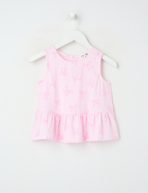 Mac & Ellie Bows Linen Blend Tank, Baby Pink product photo