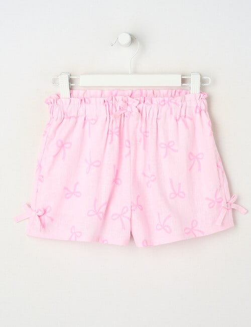 Mac & Ellie Bows Linen Blend Bow Short, Baby Pink product photo