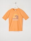 Wavetribe Wave Print Short Sleeve Rash Top, Orange product photo