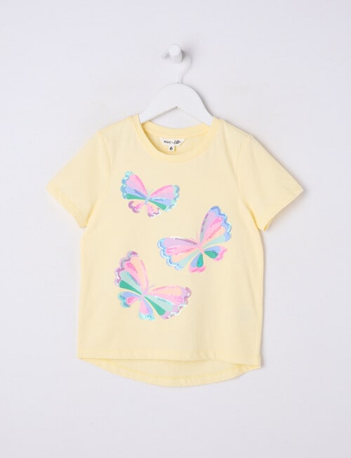 Mac & Ellie Rainbow Butterflies Short Sleeve Tee, Lemon product photo