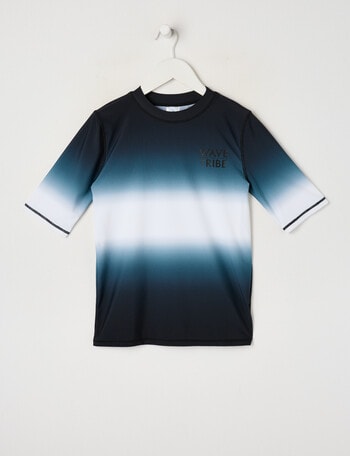 Wavetribe Ombre Short Sleeve Rash Top, Charcoal product photo