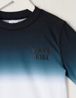 Wavetribe Ombre Short Sleeve Rash Top, Charcoal product photo View 03 S