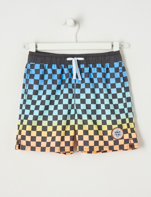 Wavetribe Check Swim Short, Blue & Orange product photo
