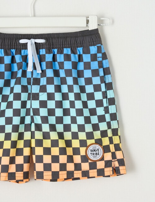 Wavetribe Check Swim Short, Blue & Orange product photo View 03 L