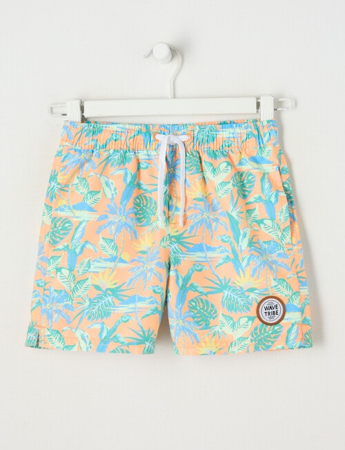 Wavetribe All Over Print Tropic Swim Short, Dark Peach product photo