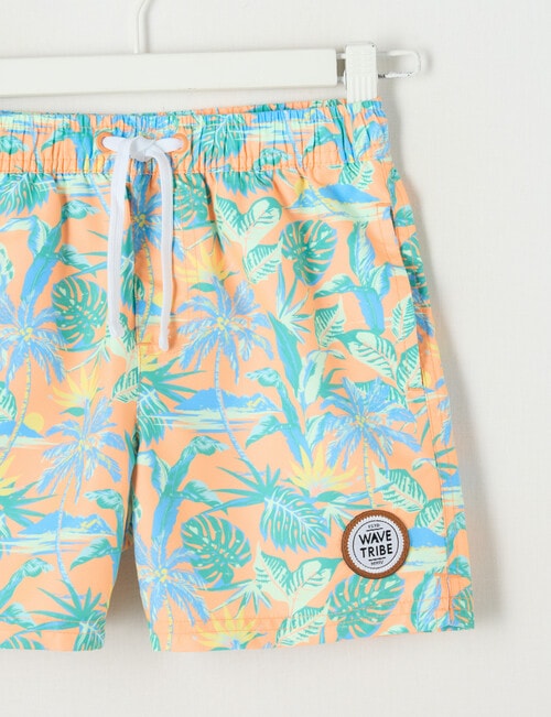 Wavetribe All Over Print Tropic Swim Short, Dark Peach product photo View 03 L