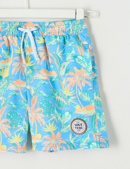 Wavetribe All Over Print Tropic Swim Short, Blue product photo View 03 L