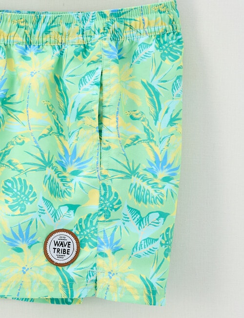 Wavetribe All Over Print Tropic Swim Short, Dark Lime product photo View 02 L