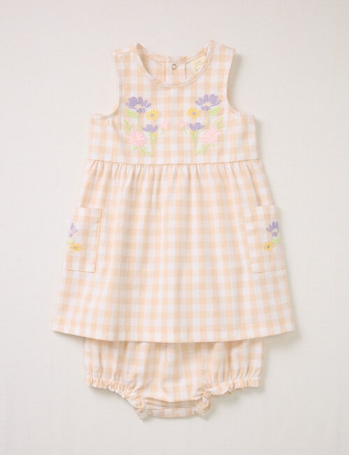Little Bundle Girls Pretty Flower Top & Bloomer, 2-Piece, Pink Check product photo