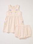 Little Bundle Girls Pretty Flower Top & Bloomer, 2-Piece, Pink Check product photo View 02 S