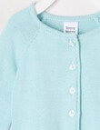 Teeny Weeny Girls Alphabet Soup Peplum Hem Crew Cardigan, Tinted Aqua product photo View 02 S