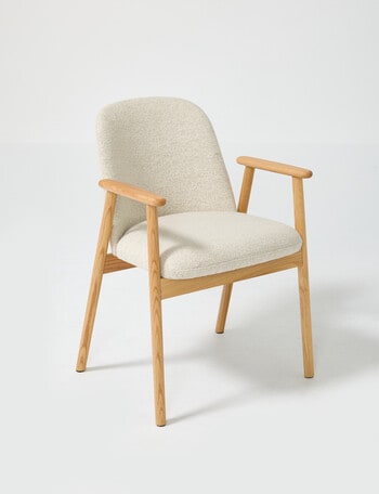LUCA Furniture Hudson Dining Chair with Armrest, Cream/Natural product photo