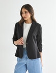 Whistle Ruched Sleeve Linen Blend Jacket, Black product photo