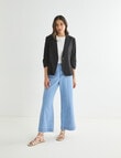 Whistle Ruched Sleeve Linen Blend Jacket, Black product photo View 03 S