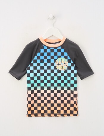 Wavetribe Check Short Sleeve Rash Top, Multi product photo