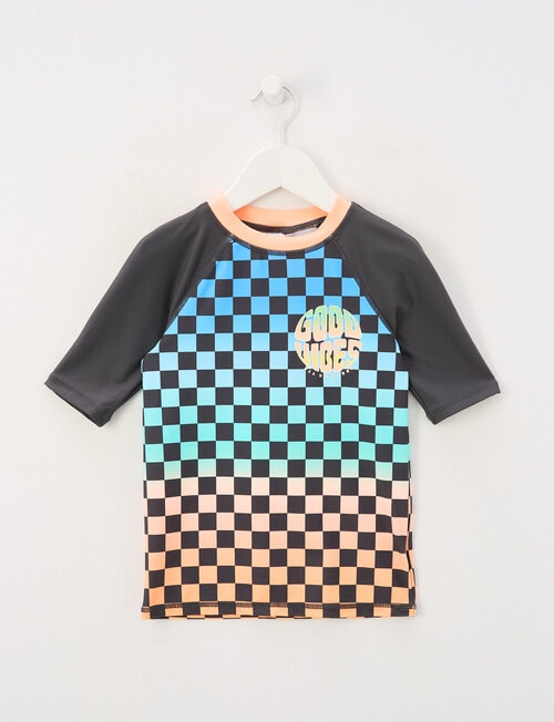 Wavetribe Check Short Sleeve Rash Top, Multi product photo