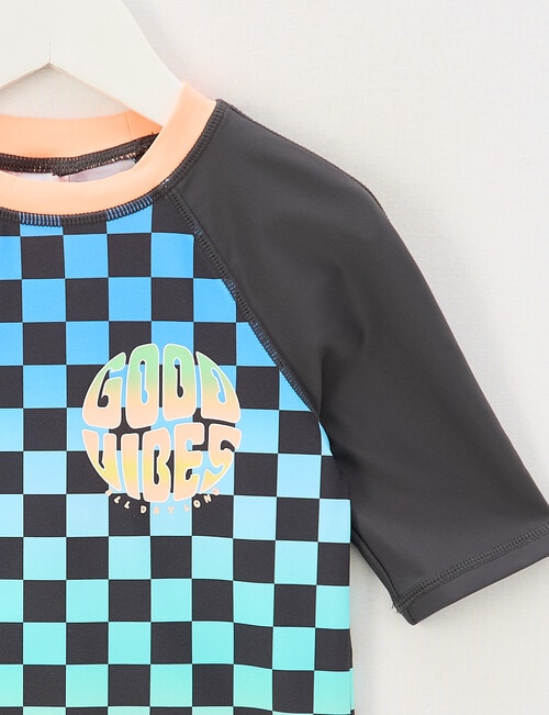 Wavetribe Check Short Sleeve Rash Top, Multi product photo View 02 L