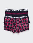 Bonds Everyday Trunk, 3-Pack, Geo Check, Nu Black & Cherry Wine product photo