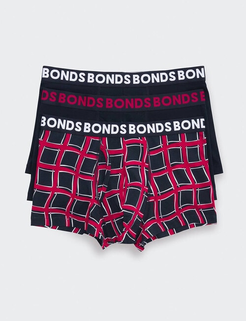 Bonds Everyday Trunk, 3-Pack, Geo Check, Nu Black & Cherry Wine product photo