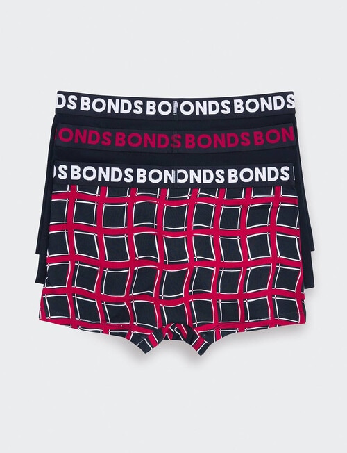 Bonds Everyday Trunk, 3-Pack, Geo Check, Nu Black & Cherry Wine product photo View 02 L