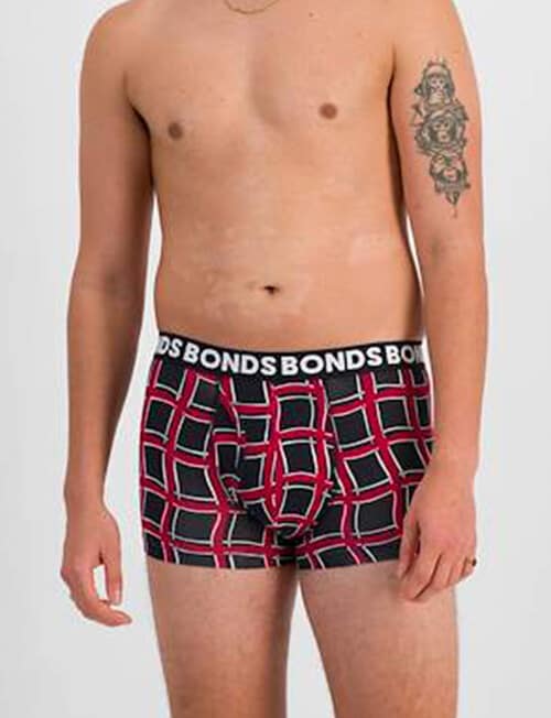 Bonds Everyday Trunk, 3-Pack, Geo Check, Nu Black & Cherry Wine product photo View 05 L