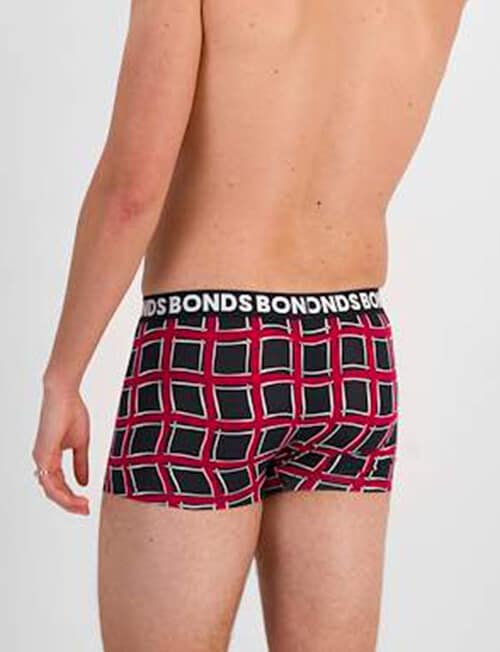 Bonds Everyday Trunk, 3-Pack, Geo Check, Nu Black & Cherry Wine product photo View 06 L