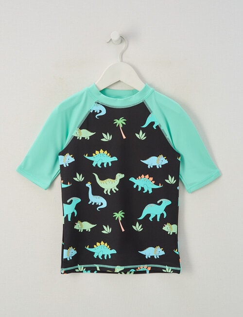 Wavetribe Dino Short Sleeve Rash Top, Graphite product photo