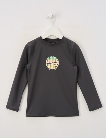 Wavetribe Good Vibes Long Sleeve Rash Top, Graphite product photo