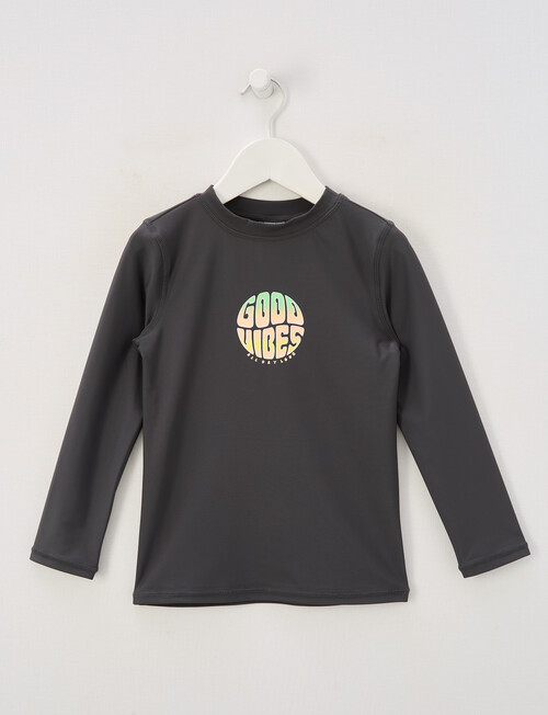 Wavetribe Good Vibes Long Sleeve Rash Top, Graphite product photo