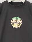 Wavetribe Good Vibes Long Sleeve Rash Top, Graphite product photo View 02 S